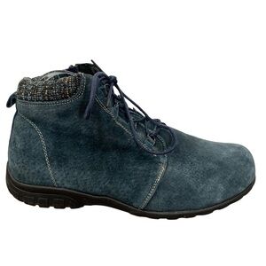 Propét Delaney Ankle Bootie Womens 11 Blue Teal Leather Full Zip Lace Up